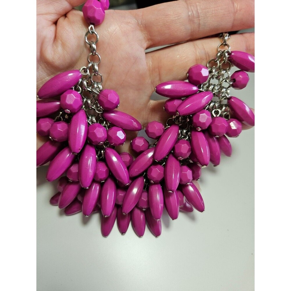 Simple Addiction bright pink statement necklace 21-24"